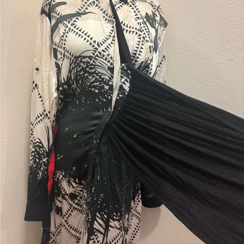 Preen by Thornton Bregazzi Red Black Art Deco Silk Wrap Dress 8 M $1700+ - Picture 6 of 16